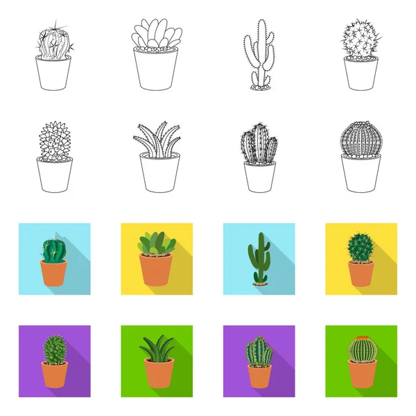Design vettoriale del cactus e del logo della pentola. Raccolta di cactus e cactus stock illustrazione vettoriale . — Vettoriale Stock