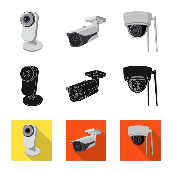 Diseño vectorial de cctv e icono de la cámara. Colección de cctv y vector de sistema icono para stock . — Vector de stock