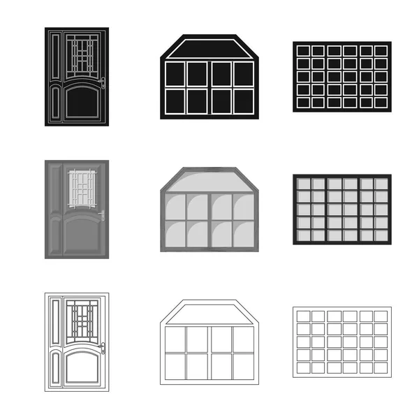 Vektor-Design von Tür und Front-Symbol. Türenset und Holzstocksymbol für das Netz. — Stockvektor