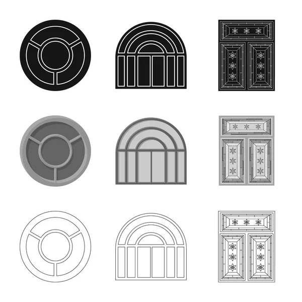 Objeto aislado de puerta e icono frontal. Conjunto de puerta y símbolo de madera para web . — Vector de stock