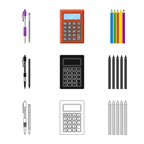 Isolé objet de bureau et symbole de fourniture. Ensemble d'illustration vectorielle de stock de bureau et d'école . — Image vectorielle