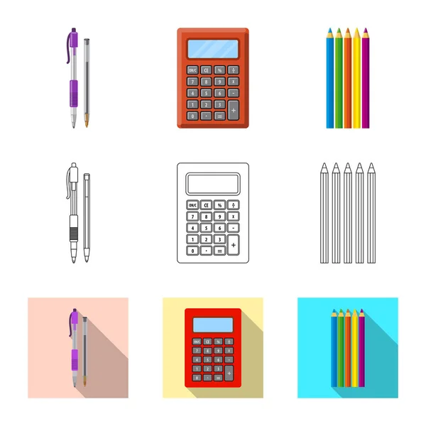 Vektor-Illustration von Büro und Versorgungszeichen. Set von Büro und Schule Vektor-Symbol für Aktien. — Stockvektor