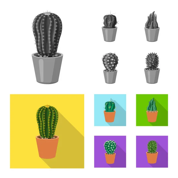 Design vettoriale del cactus e del simbolo della pentola. Set di cactus e cactus stock symbol per web . — Vettoriale Stock