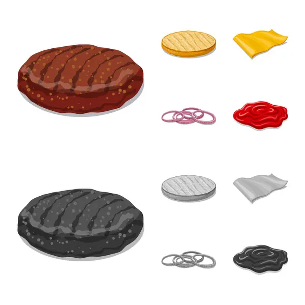 Diseño vectorial de hamburguesa y signo sándwich. Colección de hamburguesas y rebanadas de papel símbolo para web . — Archivo Imágenes Vectoriales