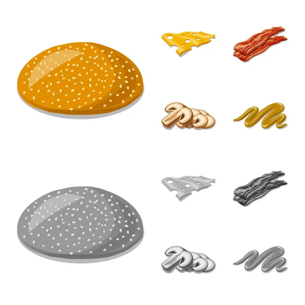 Изолированный объект из бургера и сэндвич-символа. Коллекция гамбургеров и ломтиков фондового символа для веб . — стоковый вектор