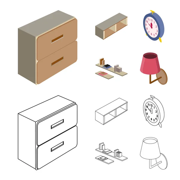 Vector ontwerp van pictogram slaapkamer en kamer. Collectie van slaapkamer en meubelen aandelensymbool voor web. — Stockvector