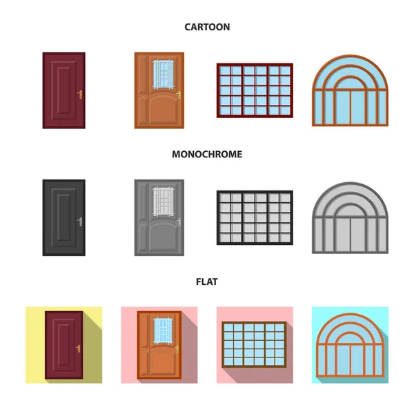 Vektor-Design von Tür und Front-Symbol. Sammlung von Tür- und Holzstocksymbolen für das Netz. — Stockvektor