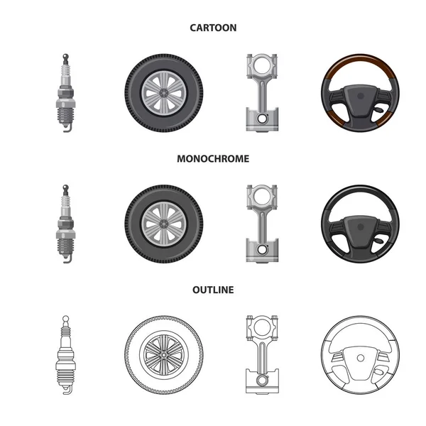 Vectorillustratie van auto en deel logo. Set van auto en auto voorraad vectorillustratie. — Stockvector