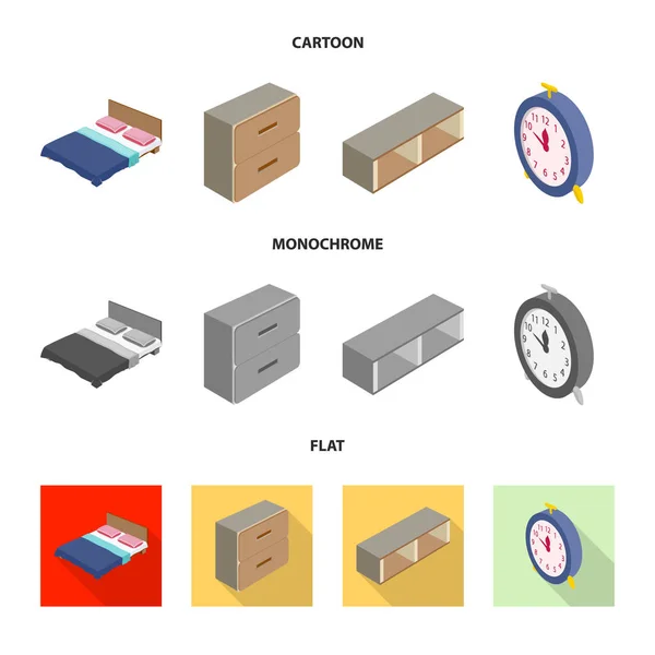 寝室と部屋のロゴのベクター イラストです。Web の寝室および家具のストック シンボルのセット. — ストックベクタ