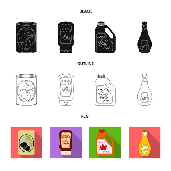 Objeto isolado de lata e sinal de comida. Conjunto de lata e pacote de símbolo de estoque para web . —  Vetores de Stock