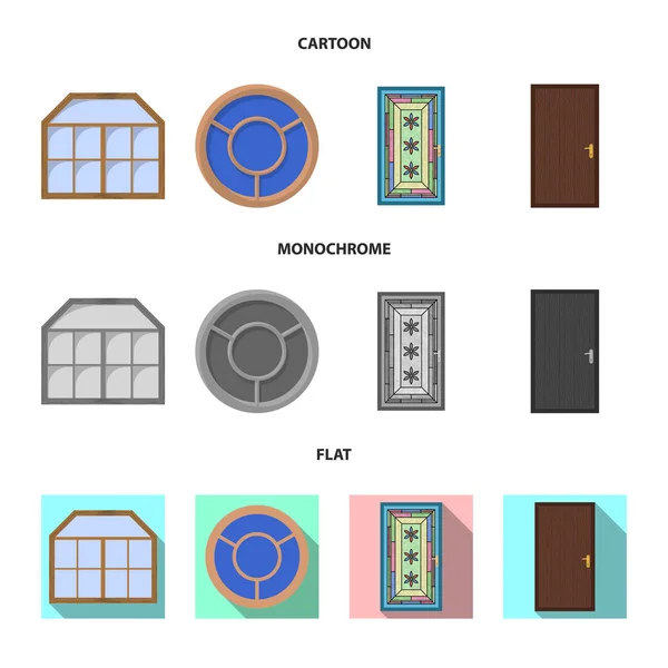 Vektor ilustrasi dari ikon pintu dan depan. Koleksi pintu dan kayu vektor saham ilustrasi . - Stok Vektor