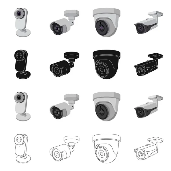 Ilustração vetorial de cctv e logotipo da câmera. Coleção de cctv e ícone do vetor do sistema para estoque . —  Vetores de Stock