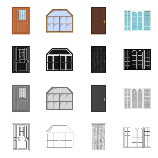 Illustration vectorielle de la porte et du symbole avant. Ensemble de porte et illustration vectorielle en bois . — Image vectorielle