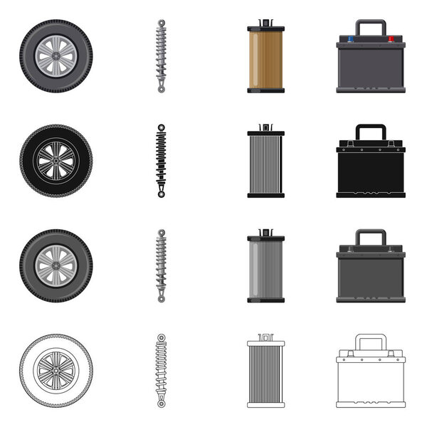 Isolated object of auto and part icon. Set of auto and car stock vector illustration.