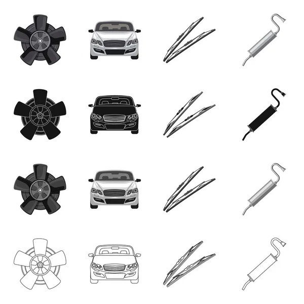 Diseño vectorial de auto y parte icono. Colección de auto y coche icono vectorial para stock . — Archivo Imágenes Vectoriales