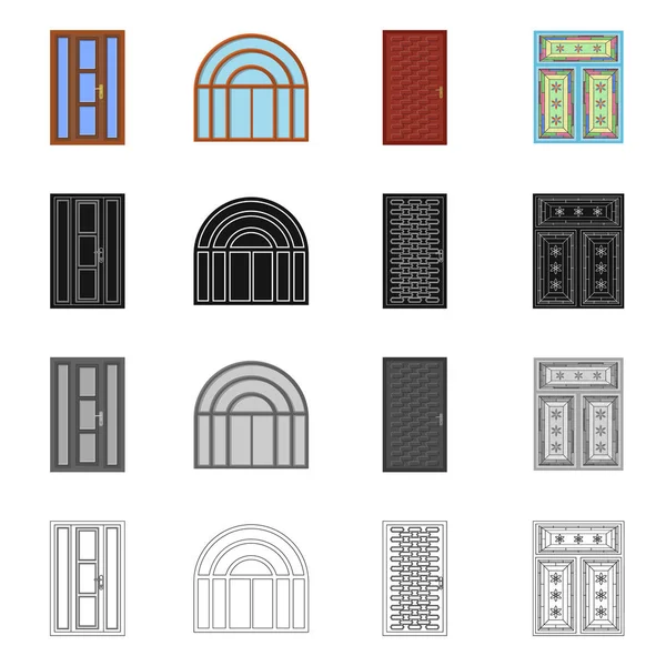 Illustration vectorielle de la porte et de l'icône avant. Ensemble de porte et icône vectorielle en bois pour stock . — Image vectorielle