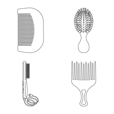 Fırça ve saç logo vektör Illustration. Fırça ve saç fırçası hisse senedi vektör çizim seti.