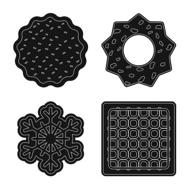 Bisküvi ve kek işareti yalıtılmış nesne. Bisküvi ve çikolata vektör simgesini hissenin topluluğu.