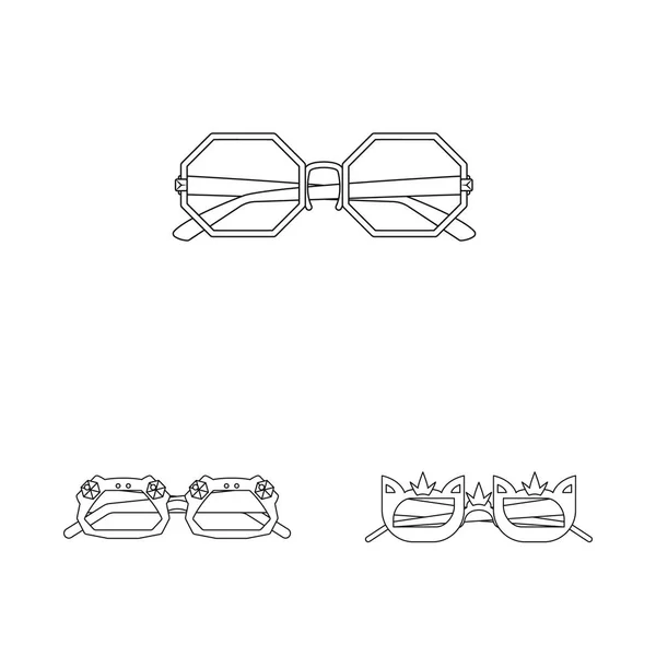 Ilustração vetorial de óculos e óculos de sol símbolo. Conjunto de óculos e símbolo de estoque acessório para web . — Vetor de Stock