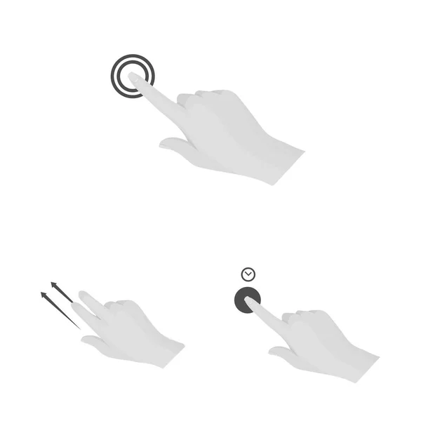Illustrazione vettoriale del touchscreen e del logo della mano. Raccolta di illustrazioni vettoriali touchscreen e touch stock . — Vettoriale Stock
