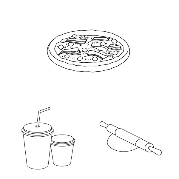 Ilustração vetorial de pizza e sinal de comida. Coleção de pizza e itália ilustração vetor estoque . — Vetor de Stock