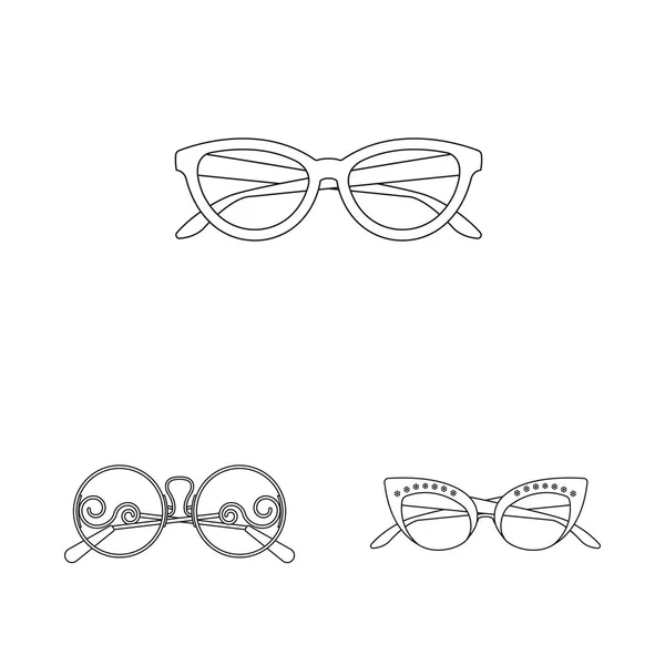Vectorillustratie van bril en zonnebril symbool. Collectie van glazen en accessoire voorraad vectorillustratie. — Stockvector