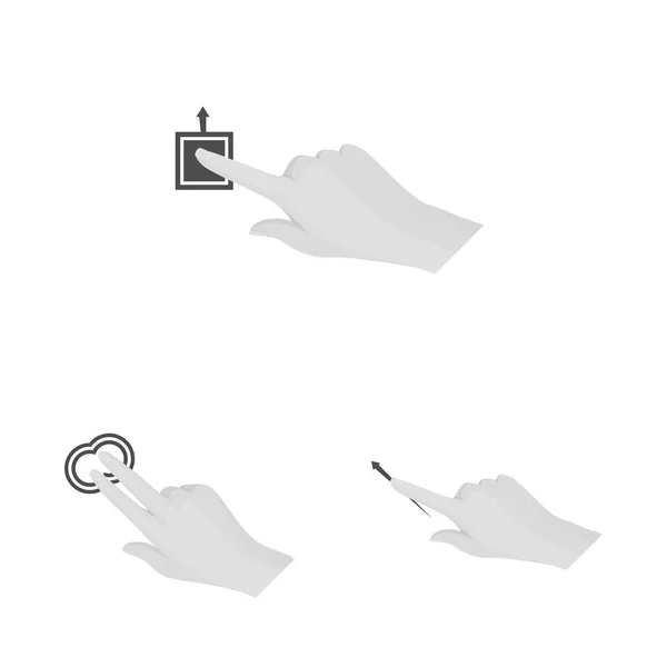 Vektorillustration av pekskärm och hand-ikonen. Uppsättning av pekskärm och tryck vektor ikonen för lager. — Stock vektor