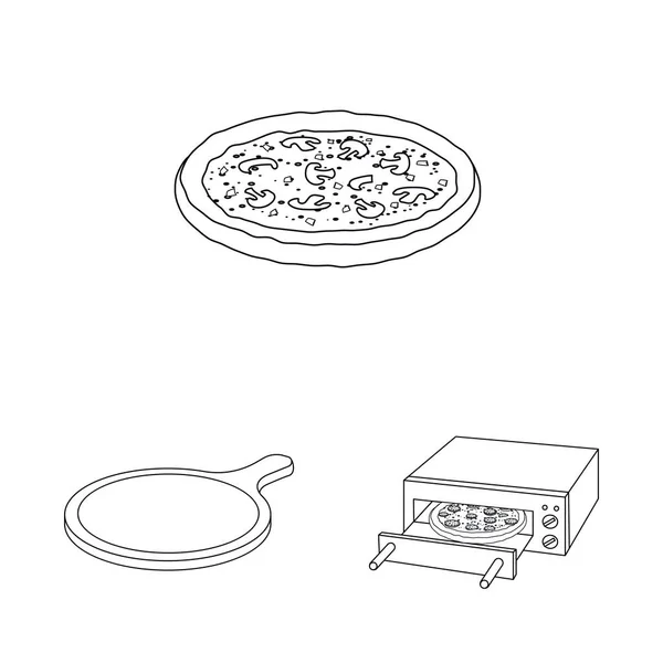 Ilustração vetorial de pizza e símbolo de comida. Coleção de pizza e itália símbolo de estoque para web . — Vetor de Stock