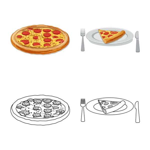 Design vetorial de pizza e ícone de comida. Coleção de pizza e ícones vetoriais itálicos para estoque . — Vetor de Stock