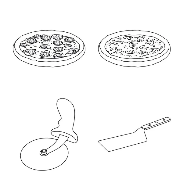 Design vetorial de pizza e ícone de comida. Conjunto de pizza e itália ilustração vetor estoque . — Vetor de Stock