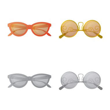 Gözlük ve güneş gözlüğü sembolü yalıtılmış nesne. Gözlük ve aksesuar hisse senedi vektör çizim.