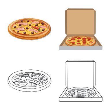 Pizza ve gıda simge vektör Illustration. Pizza ve İtalya hisse senedi vektör çizim seti.