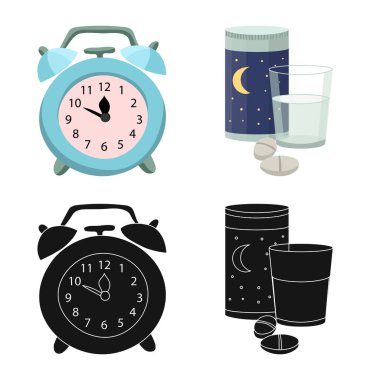 Rüyalar ve gece logo yalıtılmış nesne. Rüyalar ve yatak odası hisse senedi vektör çizim koleksiyonu.