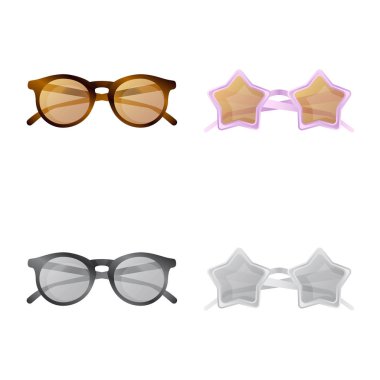 Gözlük ve güneş gözlüğü simge vektör Illustration. Gözlük ve web için aksesuar hisse senedi simgesi.