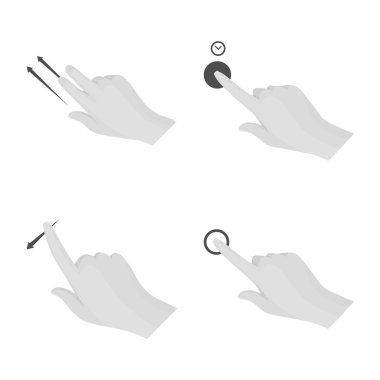 Dokunmatik ve el simge vektör Illustration. Dokunmatik ekran ayarla ve stok vektör çizim değmek.