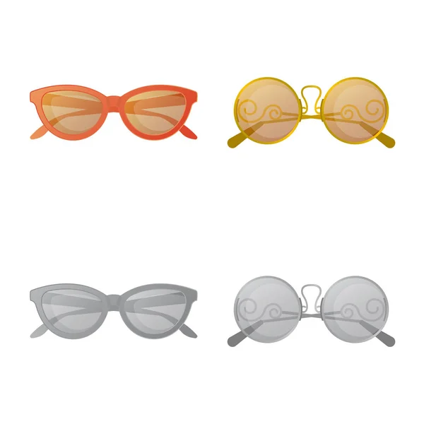 Geïsoleerde object van bril en zonnebril symbool. Aantal glazen en accessoire voorraad vectorillustratie. — Stockvector