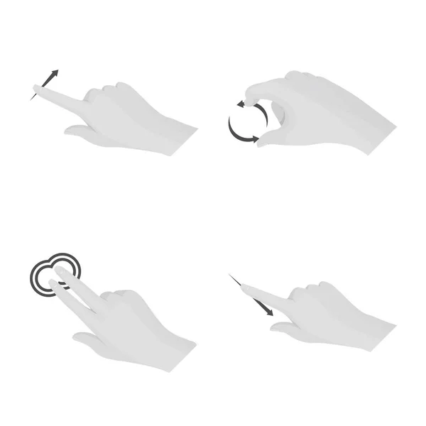 Ilustração vetorial de tela sensível ao toque e símbolo de mão. Conjunto de tela sensível ao toque e ícone de vetor de toque para estoque . — Vetor de Stock