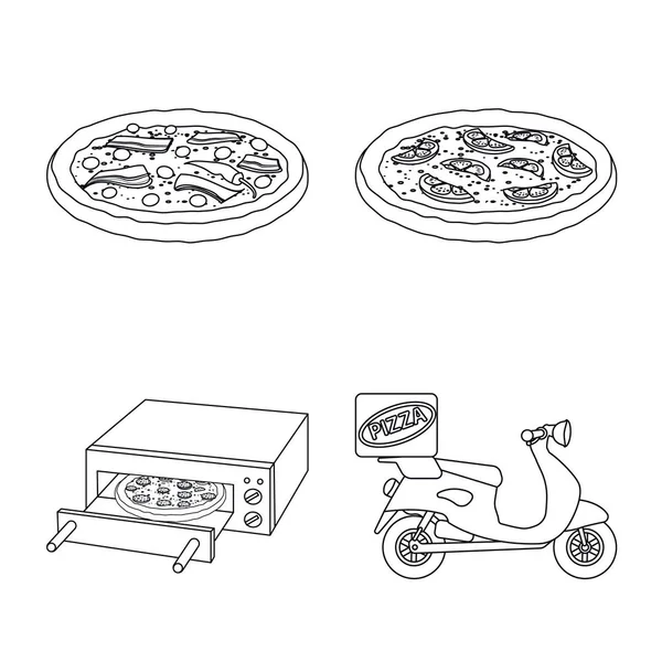 Векторная иллюстрация пиццы и пищевого знака. Коллекция пиццы и итальянского символа запаса для интернета . — стоковый вектор
