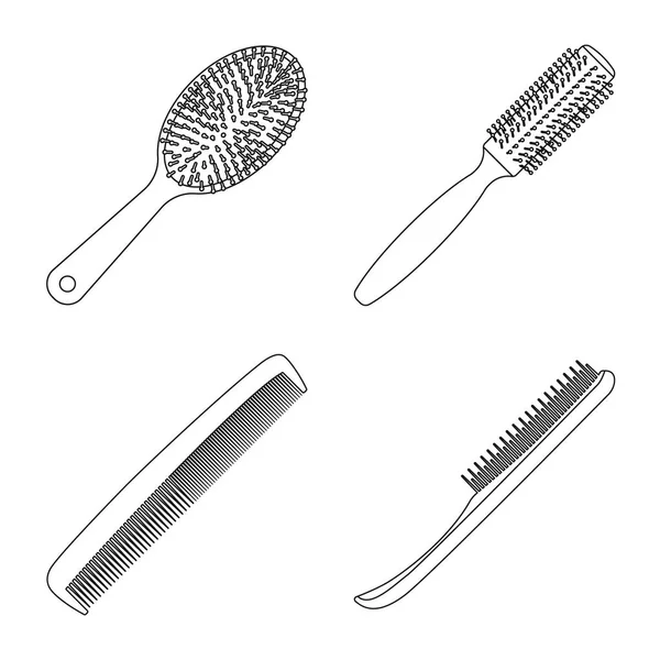 Conception vectorielle du logo brosse et cheveux. Collection d'icône vectorielle brosse et brosse à cheveux pour stock . — Image vectorielle