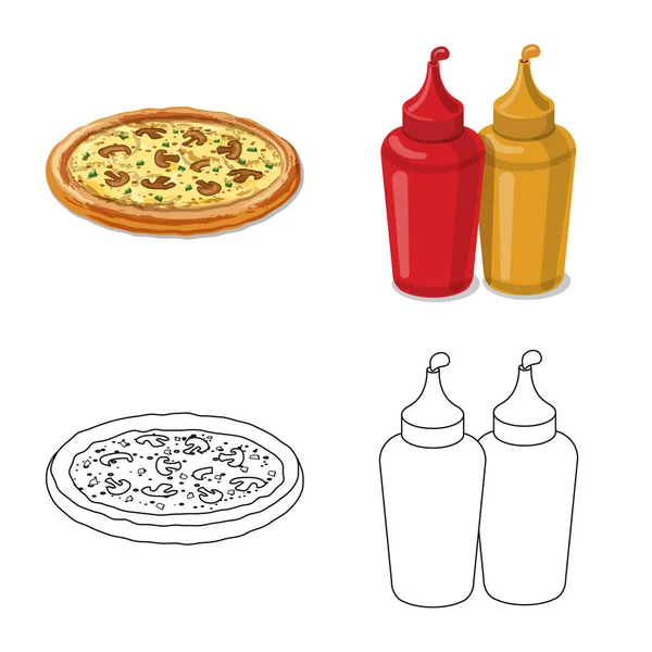 Ilustração vetorial de pizza e símbolo de comida. Coleção de pizza e itália ilustração vetor estoque . —  Vetores de Stock
