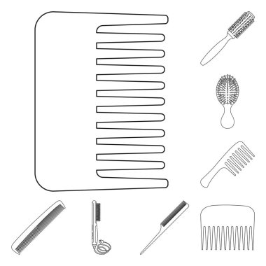 Fırça ve saç sembolü yalıtılmış nesne. Web için fırça ve saç fırçası hisse senedi simgesi kümesi.