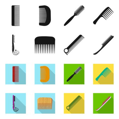 Fırça ve saç simge vektör Illustration. Fırça ve saç fırçası hisse senedi vektör çizim seti.