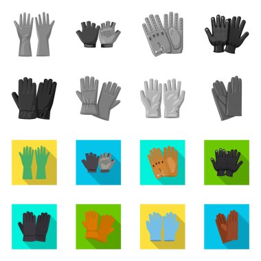 Eldiven ve kış simge vektör Illustration. Eldiven ve ekipman hisse senedi vektör çizim topluluğu.