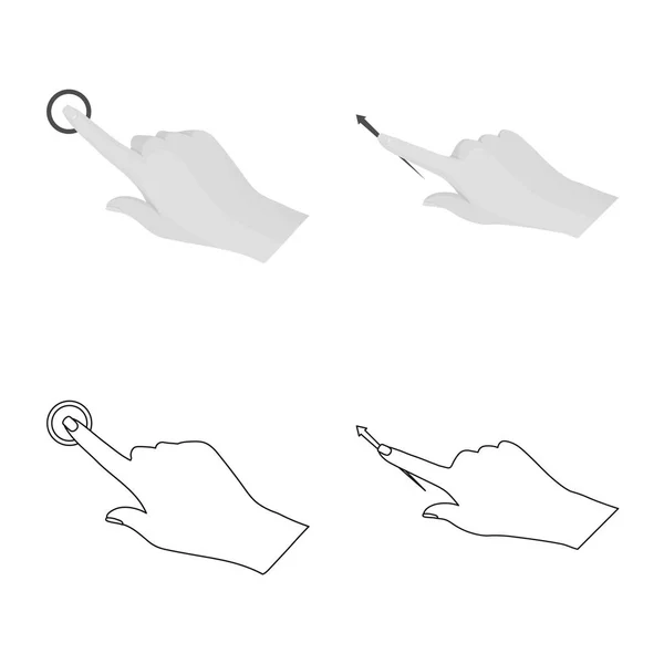 Ilustración vectorial de pantalla táctil y signo de mano. Conjunto de pantalla táctil e ilustración de vector de stock táctil . — Vector de stock