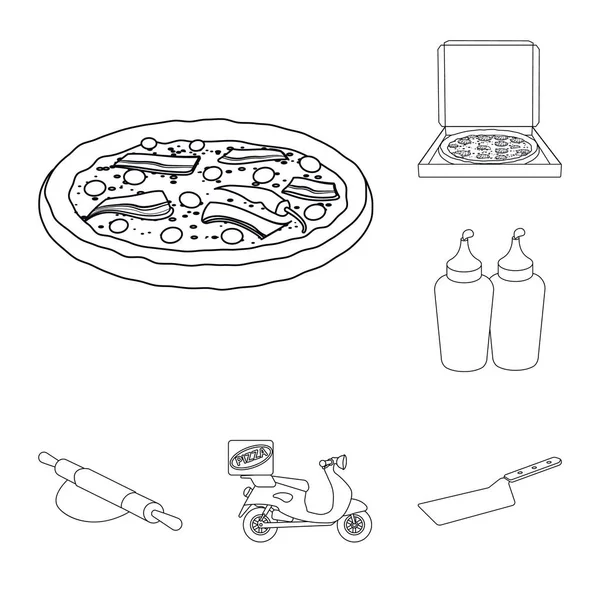 Векторный дизайн пиццы и логотипа продуктов питания. Набор пиццы и векторной иконки на складе . — стоковый вектор