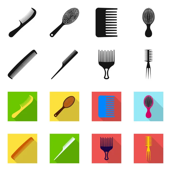 Diseño vectorial de pincel y signo capilar. Colección de cepillo y cepillo de pelo vector de ilustración . — Vector de stock