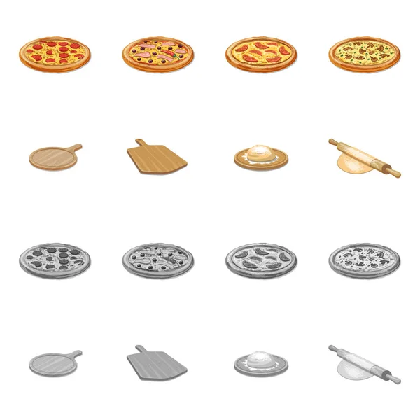 Ilustración vectorial del logotipo de pizza y alimentos. Colección de pizza y italia símbolo de stock para la web . — Vector de stock