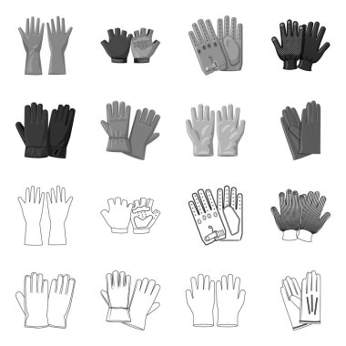 Eldiven ve kış simge vektör tasarımı. Eldiven ve ekipman hisse senedi vektör çizim topluluğu.