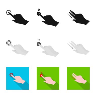 Vektör çizimi dokunmatik ve el işareti. Dokunmatik ekran ayarla ve hisse senedi simgesi web için dokunmatik.