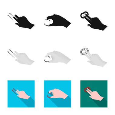 Dokunmatik ve el simge vektör tasarımı. Dokunmatik ekran ayarla ve hisse senedi simgesi web için dokunmatik.